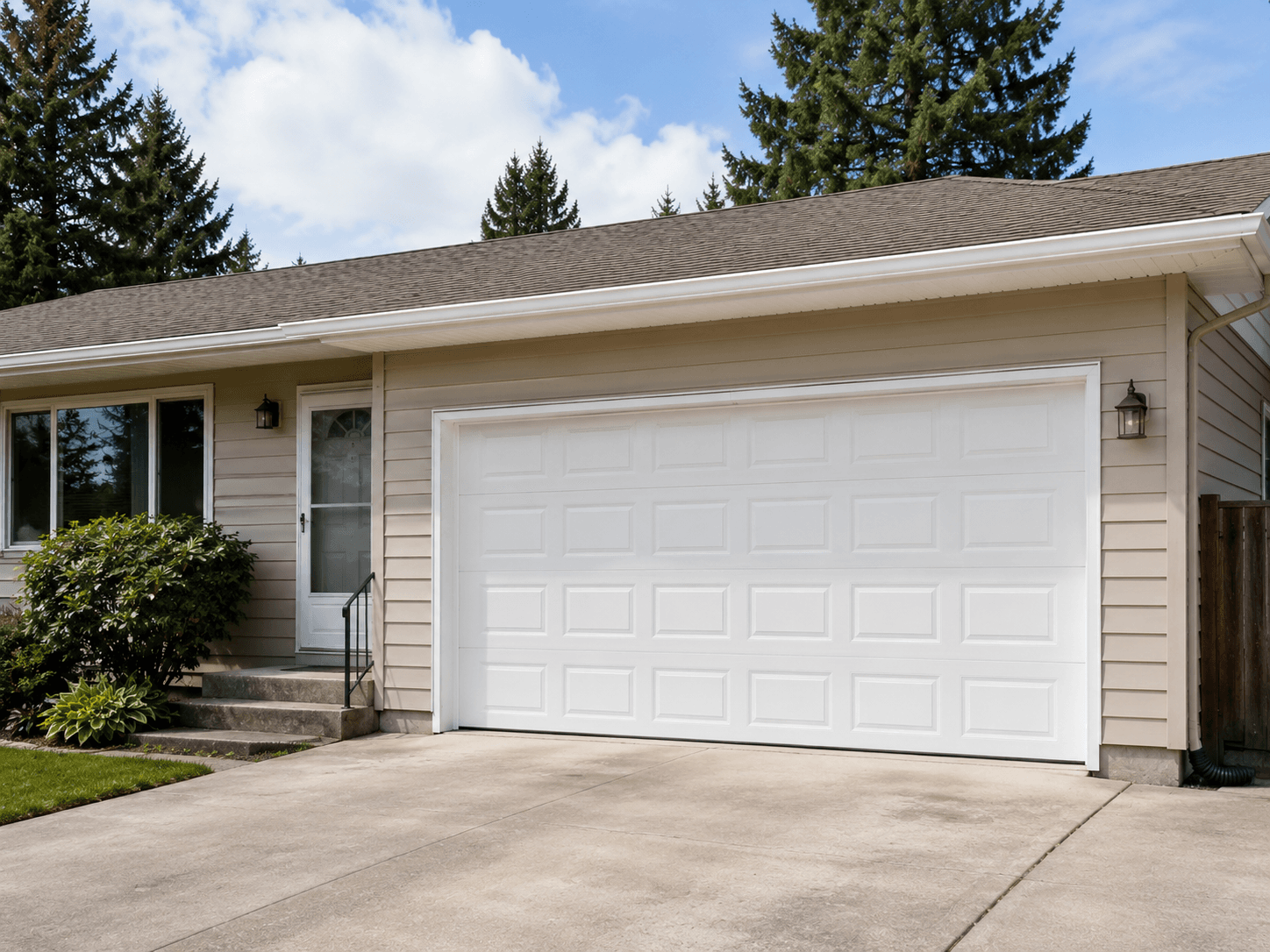 Amarr Coastal vinyl garage door — maintenance-free traditional style