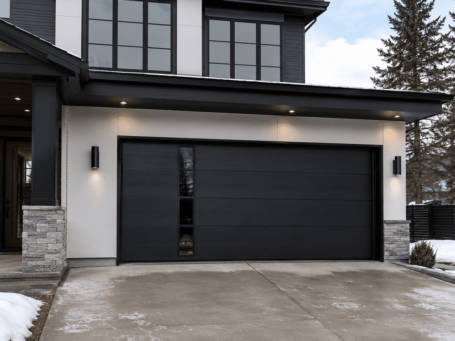 Northwest Door Vista contemporary glass garage door on a modern Spokane home