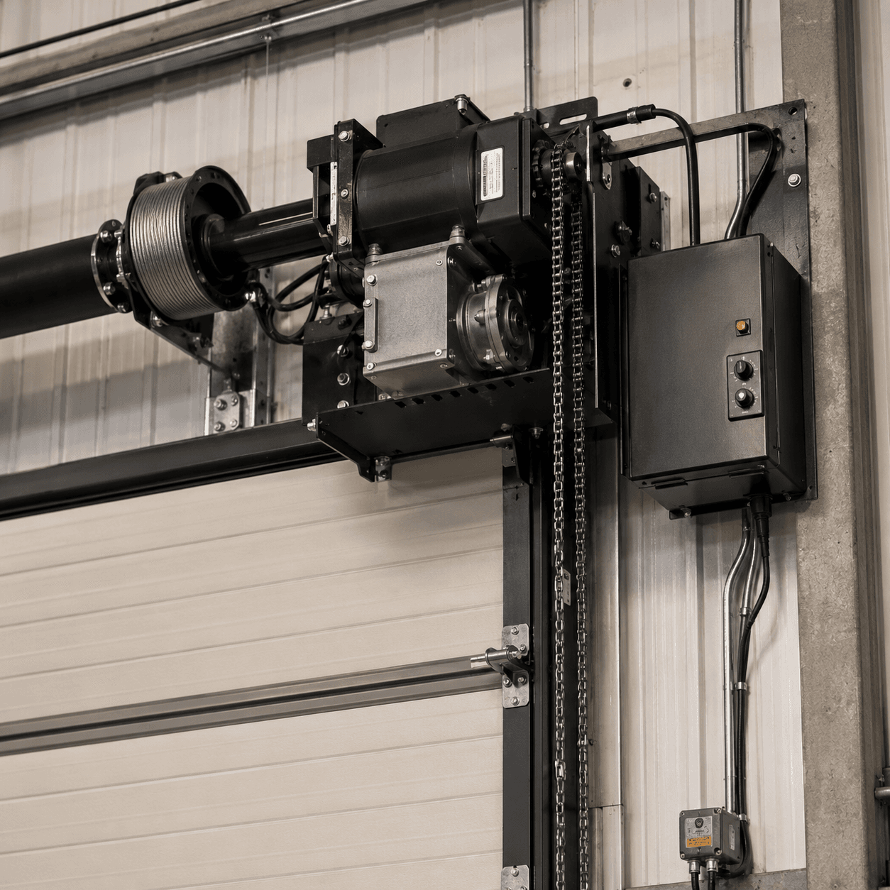 Entrematic commercial operator installed on a loading dock door