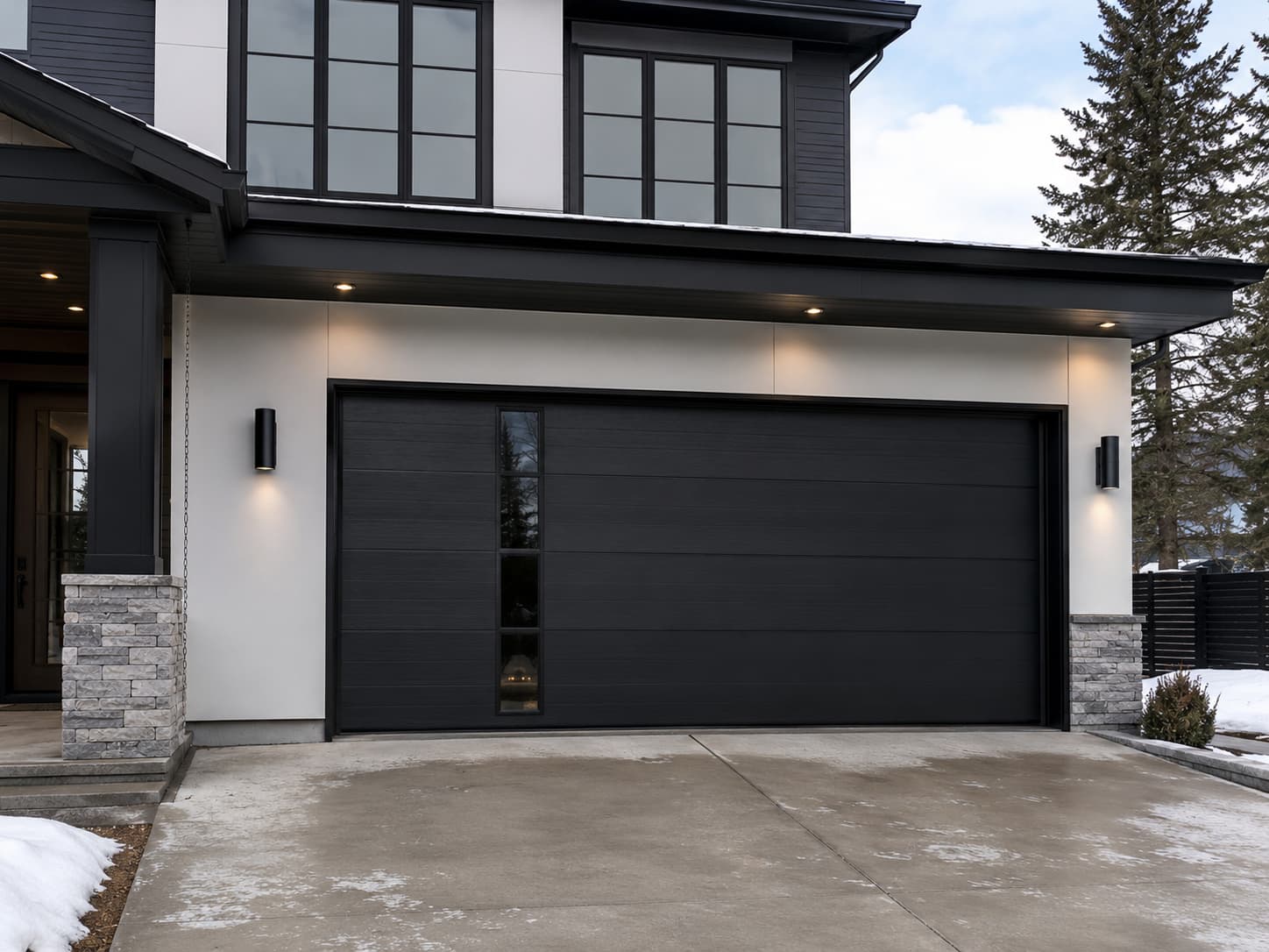 Northwest Door Vista contemporary glass garage door on a modern Spokane home