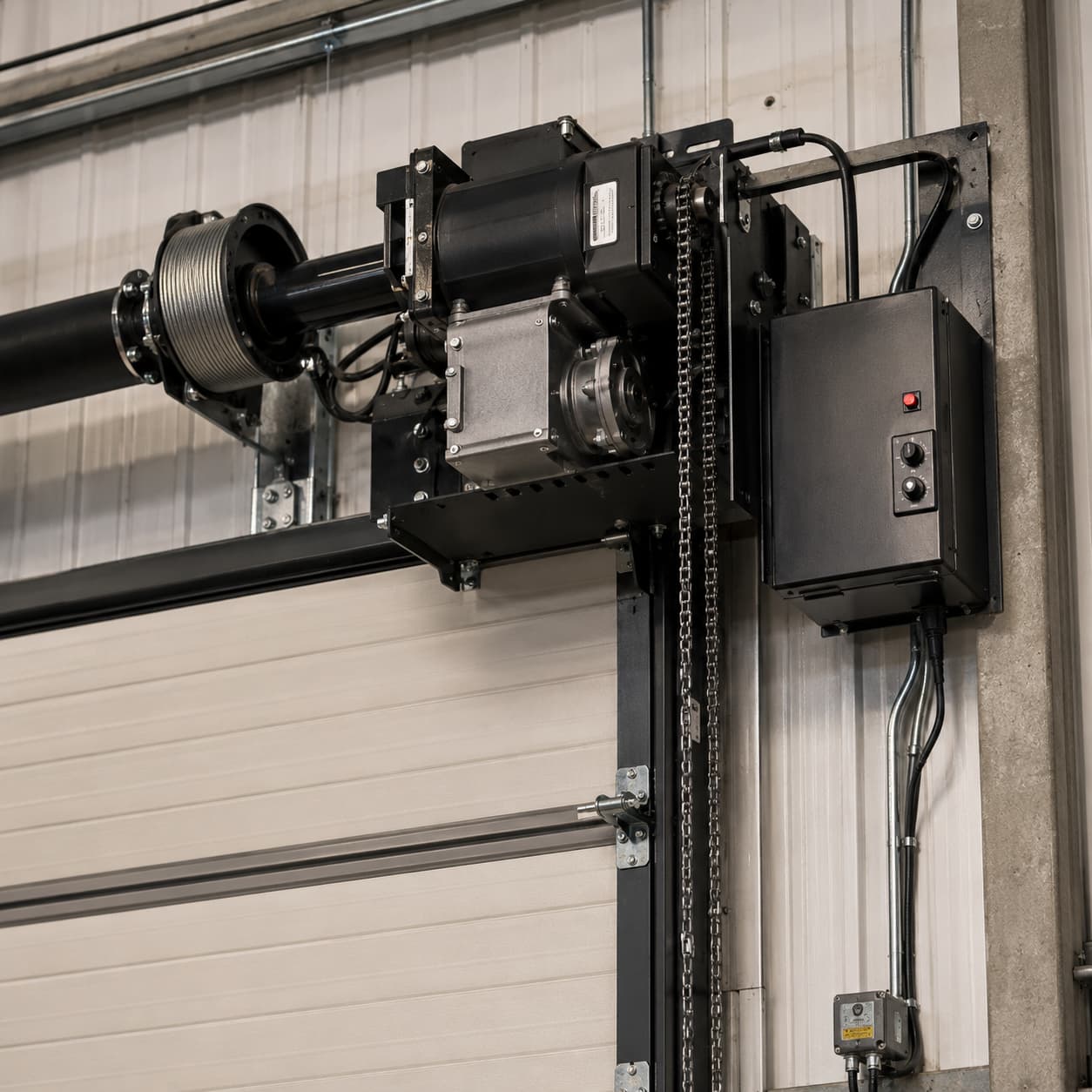 Entrematic commercial operator installed on a loading dock door